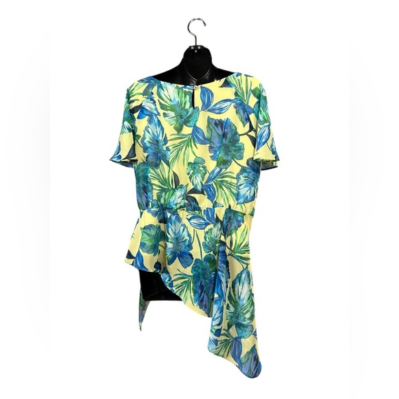 Mode Vin Rouge, Tropical Tunic With Asymmetrical Hem, Medium, Blue, Yellow - Picture 8 of 9